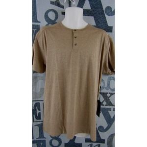 NEW Kenneth Cole Henley Shirt Men 2XL Slim Fit Camel Heather 4-Way Stretch $49